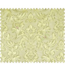 Very large royal damask oil painting finish self design Olive Green Lime main curtain